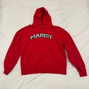 Vintage Champion Marist College Hoodie Sweatshirt Red